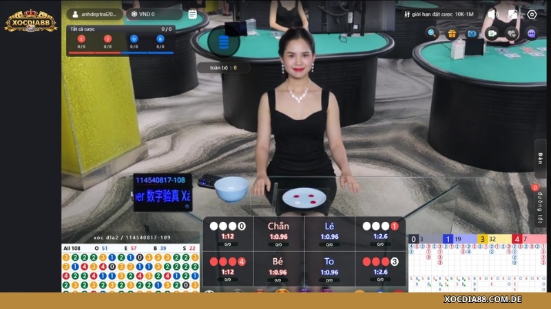 Giao diện sảnh Xóc Đĩa Live